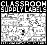 Black and White Classroom Supply Labels