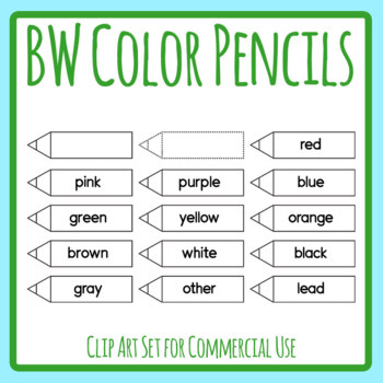 Black and White Crayons / Color Icons / Labels Clip Art / Clipart  Commercial Use