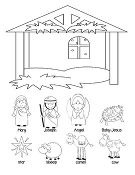 A Sunday School Christmas Nativity Craft Set to color or create {Religious}