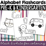 Black and White Coloring Alphabet Flashcards or Posters - 