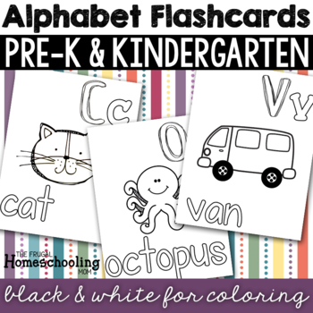 Preview of Black and White Coloring Alphabet Flashcards or Posters - Always FREE