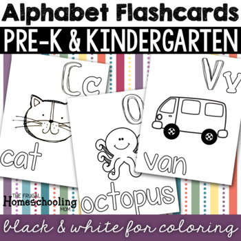 Black and White Coloring Alphabet Flashcards or Posters - Always FREE