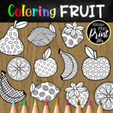 Black and White Coloring Clipart Fruit Set