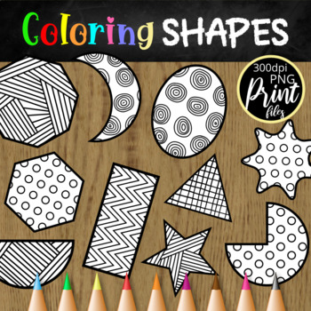 Black and White Coloring Shapes Clipart Mega Pack by Prawny | TPT