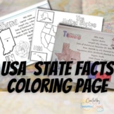 Black and White Coloring and Quick Facts of all 50 USA states : unit study