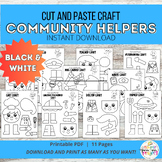 Black and White Community Helper Cut and Paste Craft Templates
