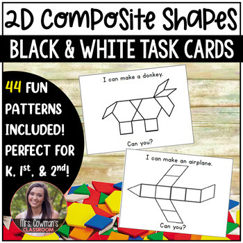 Preview of Black and White Composite Shapes: Pattern Block Task Cards