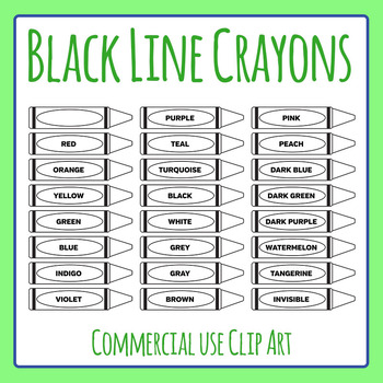 Black and White Crayons / Color Icons / Labels Clip Art / Clipart  Commercial Use