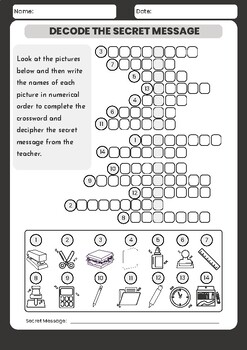 Preview of Black and White Cross Word Puzzle Activity
