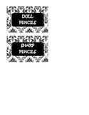 Black and White Damask Pencil can Tags