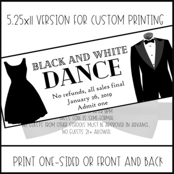 Black and White Dance Ticket Template by The Never Boring Mrs Doering