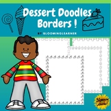 Black and White Dessert Doodles Worksheet Frames Borders Free PNG