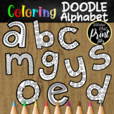 Black and White Doodle Alphabet Coloring Clipart Set
