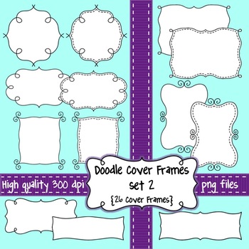 Preview of Black and White Doodle Cover Frames & Borders SET 2 for Commercial Use