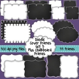 Black and White Doodle Cover Frames & Borders SET 3 Plus C