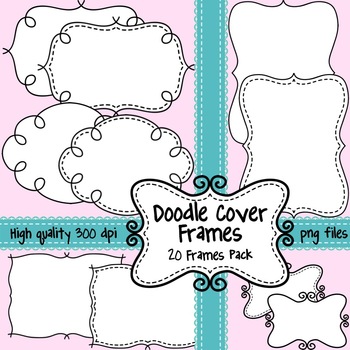 Preview of Black and White Doodle Cover Frames & Borders for Commercial Use