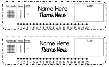 Preview of Black and White EDITABLE Student Desk Name Tag Plates WITH Login Info