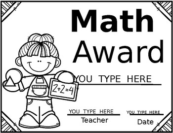 certificate template for kids black and white