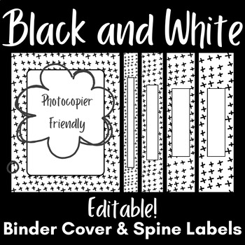 Preview of Black and White Editable Binder Cover and Spine Labels