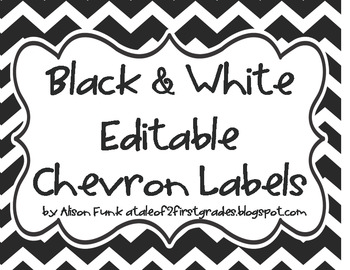 Preview of Black and White Editable Labels Updated 2014