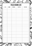 Black and White Field Log Hours, Printable for Student Tea