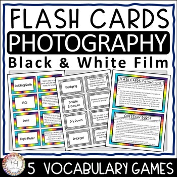 Preview of Photography Flash (Study) Cards | Vocabulary Review Games | Black and White Film