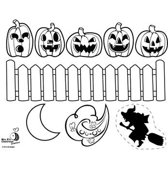 Preview of Black and White Five Little Pumpkins Flannel/Magnet Board Printable