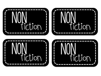 black and white genre library labels editable by literacy for big kids