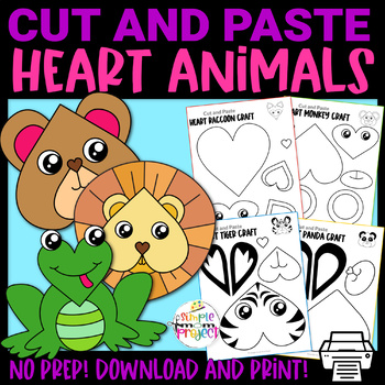 Black and White Heart Animal Crafts for Kids by Simple Mom Project