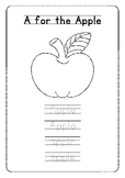 Black and White Illustrative Tracing the Alphabet Words Worksheet