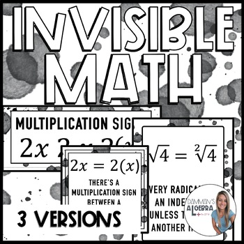 Preview of Black and White Invisible Math Posters - Math Classroom Decorations