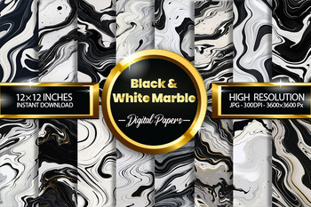 Preview of Black and White MarbleDigital Paper