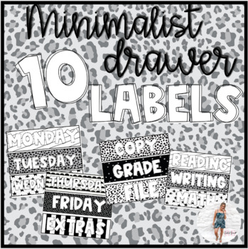 Preview of Black and White Minimalist 10 Drawer Cart Labels