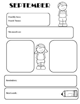 Preview of Black and White Monthly Worksheet Set (Blank Copies Included)