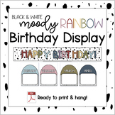 Black and White Moody Rainbow Birthday Display | Muted Rai