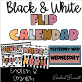 Black and White Muted Rainbow Flip Calendar English and Spanish