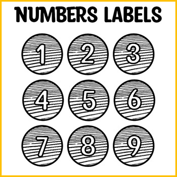 Preview of Black and White Number Labels, Printable Number Labels, Lockers Numbers