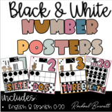 Black and White Number Posters Muted Rainbow