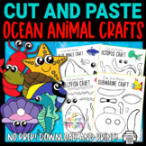 Black and White Ocean Animal Cut and Paste Craft Templates