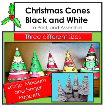 Preview of Black and White Paper Christmas Cones