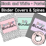 Black and White Pastel Binder Covers and Spines EDITABLE