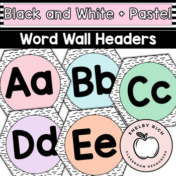 Word Wall Headers: Black and White Brights