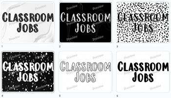 Preview of Black and White Patterned Classroom Jobs - Editable