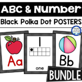Black and White Polka Dot Alphabet and Number Posters BUNDLE