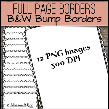 Preview of Black and White Scallop Page Borders and Frames