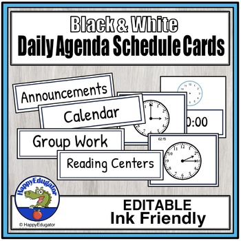 Preview of Black and White Schedule Cards - Editable and Ink Friendly