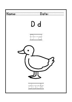 Black and White Simple Alphabet Color and Trace Education Activity ...