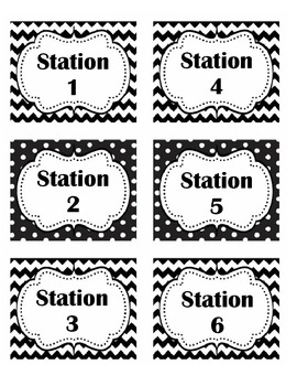 Preview of Black and White Station Labels