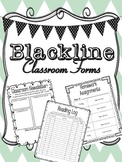Black and White Student Binder Sheets and Classroom Forms