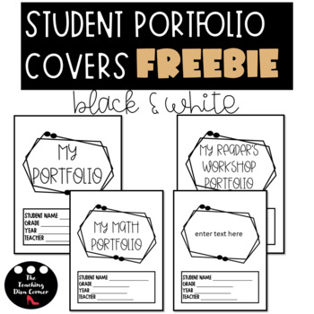 Preview of Black and White Student Portfolio Covers FREEBIE